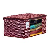 Kuber Industries Cotton 3 Layered Quilted Saree Cover|Polka Dots & Sturdy Material|Zipper Closure & Transparent Window |Pack of 3 (Maroon) - CTKTC031053